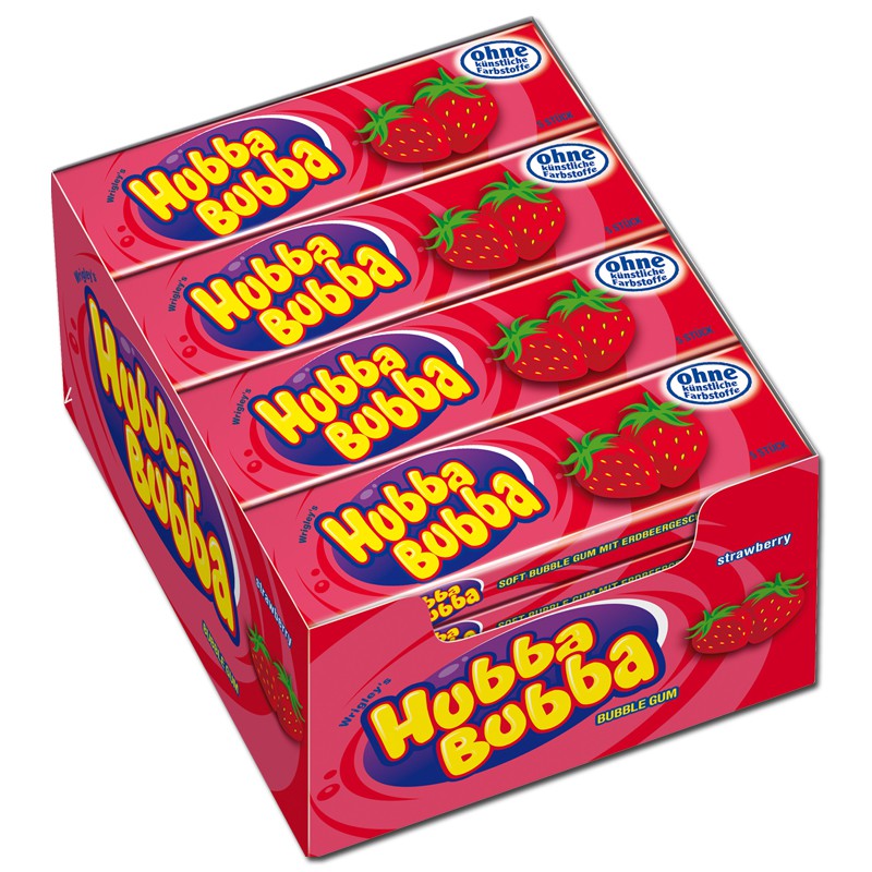 Hubba Bubba Strawberry Kaugummi 20 Packungen