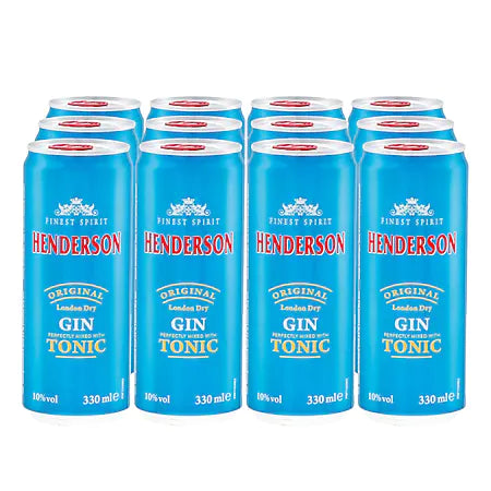 Henderson Gin Tonic 10,0 % vol 0,33 Liter Dose, 12er Pack
