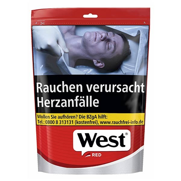 West Red Zigarettentabak Volumen Zip-Beutel 85 Gramm