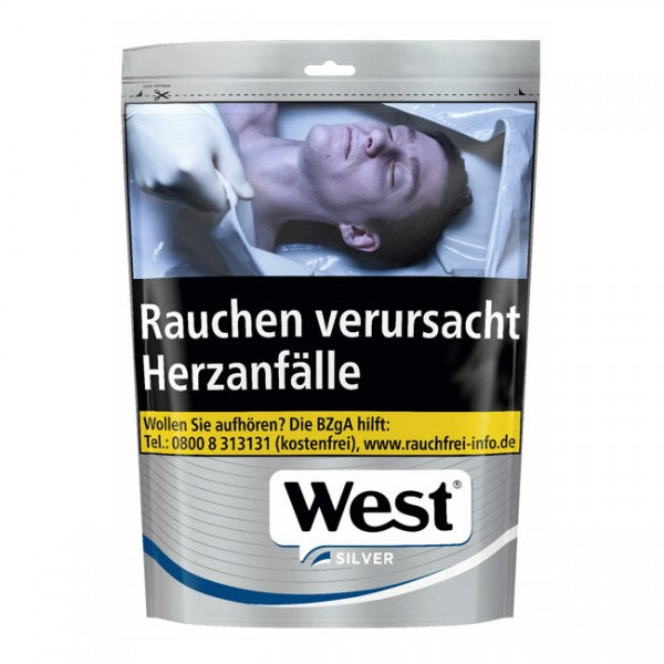 West Zigarettentabak Silver Volumen Zip-Beutel 85 Gramm