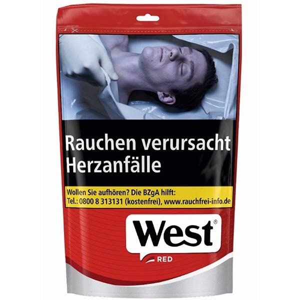 Zigarettentabak West Red Volumen Zip-Beutel 110 Gramm
